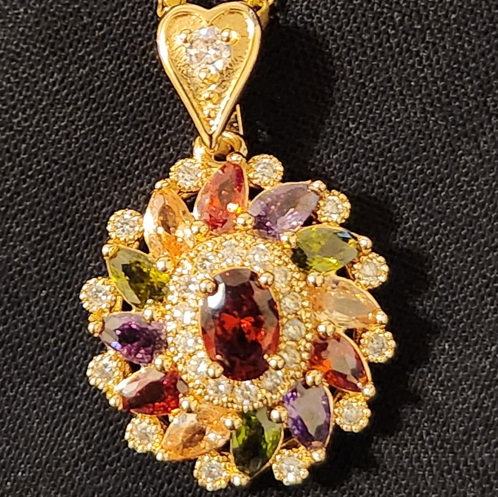 New Rainbow Color Diamond Necklace - Picture 2 of 4